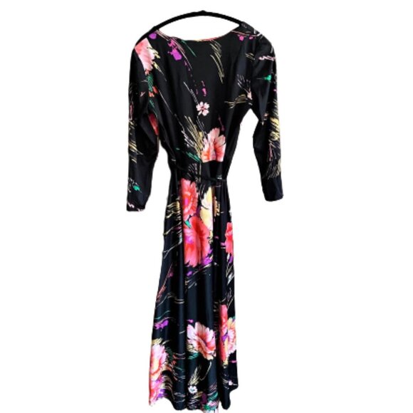 Vintage 70s  A line maxi floral dress wi rope belt - Picture 9 of 15